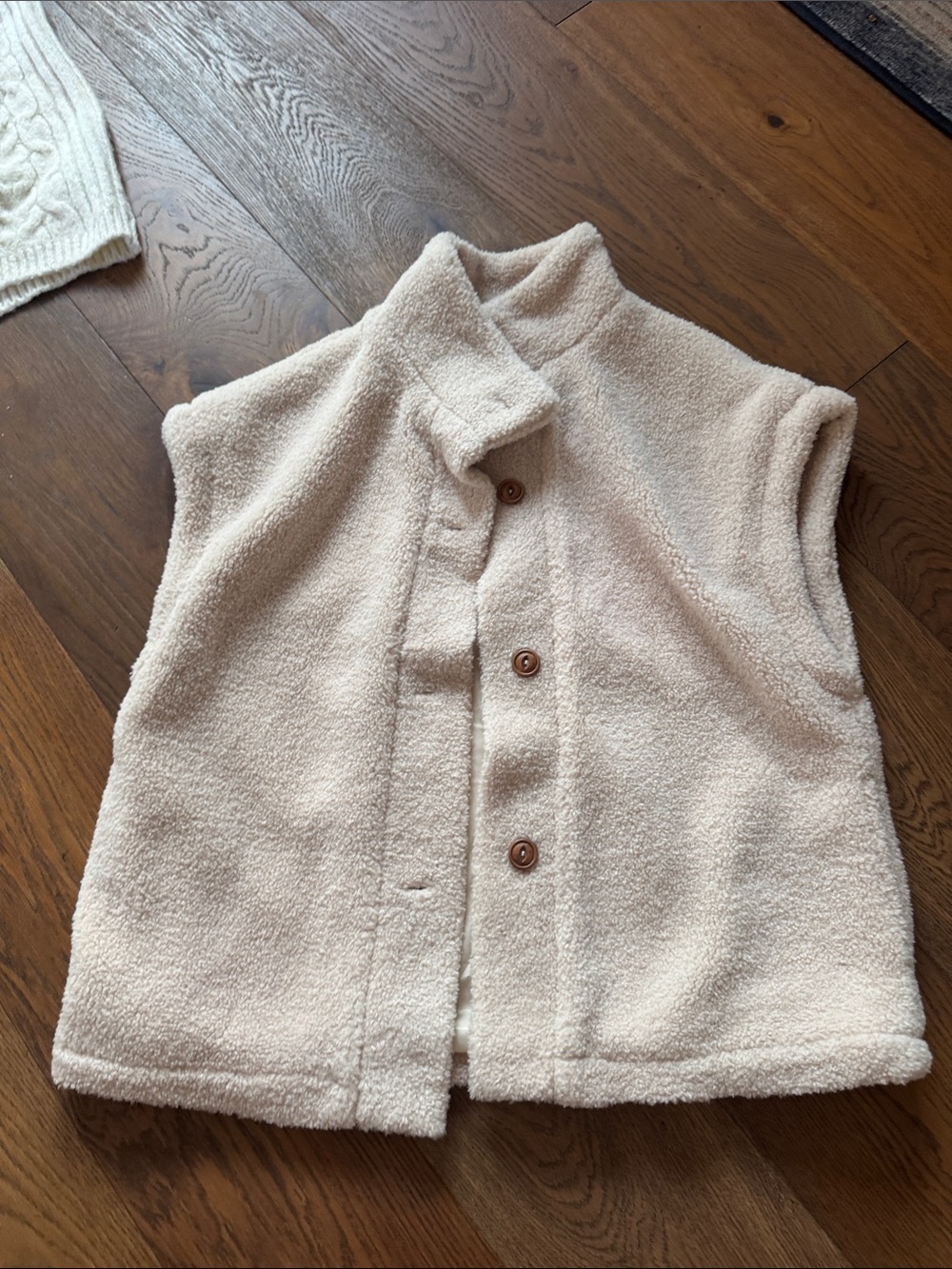 Women’s Cream Sherpa Button-Front Vest